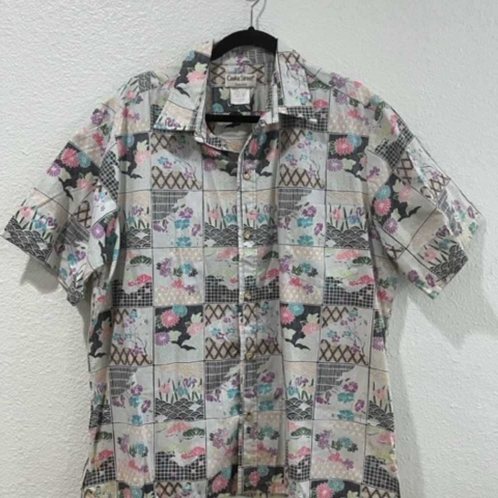 1990's Cotton Cooke Street Aloha Shirt - Japanese Square Pattern